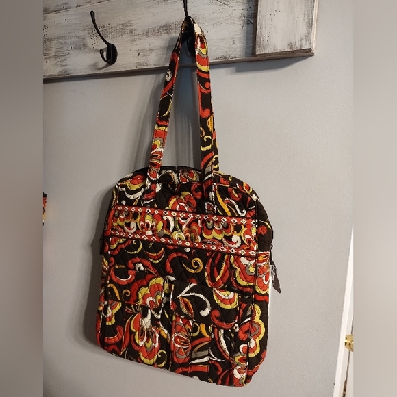 VERA BRADLEY Puccini Tall Zip Tote Double Shoulder Strap LG Colorful Retired Bag - Picture 2 of 5
